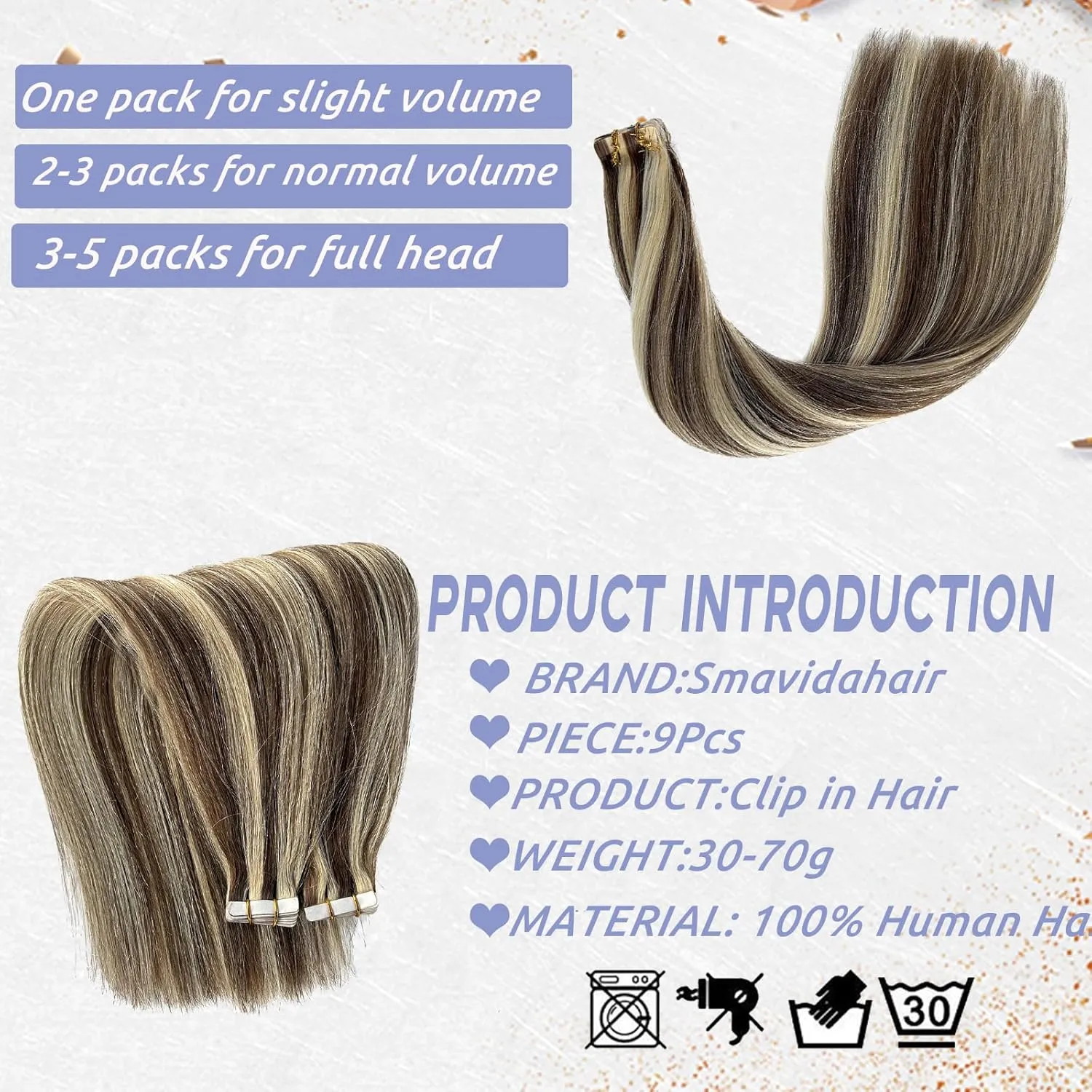Blonde Tape in 100% Real Hair Extensions Human Hair,Light Brown to Blonde Highlights Soft Straight Skin Weft Remy Human Hair Extensions Tape in 30G/20Pieces Invisible Hair Extensions Tape in for Women