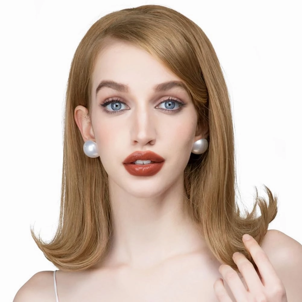 Blonde Short Wigs for Women with Bangs 60s 70s 80s Synthetic Heat Resistant Fiber Wig Halloween Cosplay Daily Hair Wig