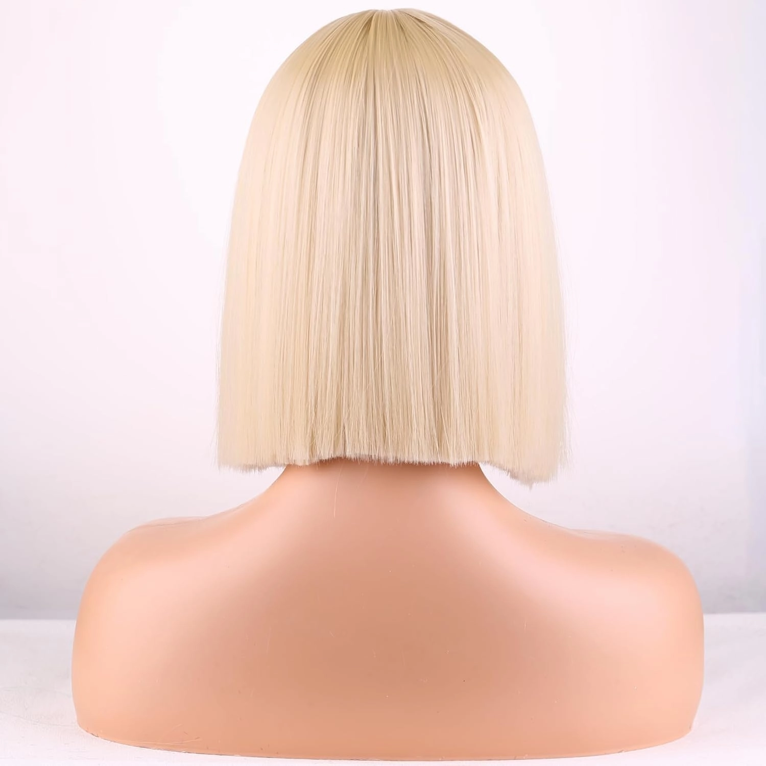 Blonde Wigs for Women Girls Short Straight Blonde Bob Wig with Bangs Heat Resistant Synthetic Wigs for Cosplay Costume Party(blonde wig)
