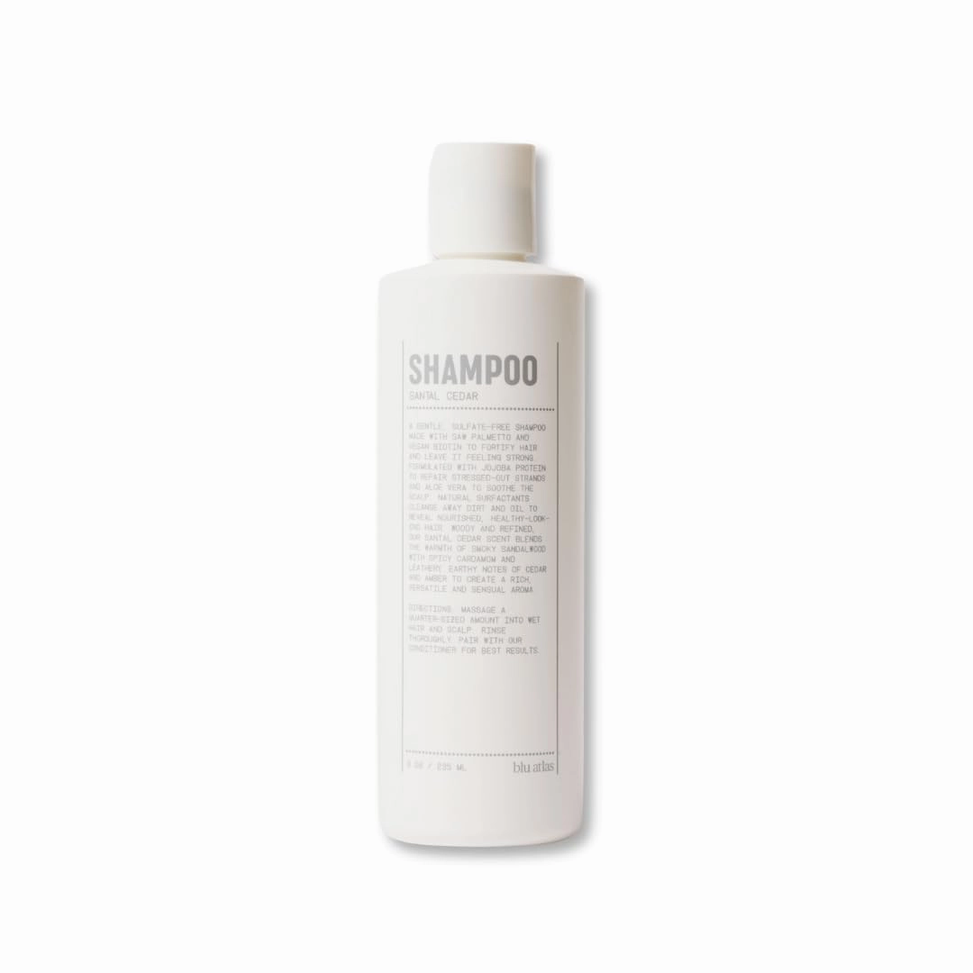 Blu Atlas Men's Natural Shampoo – Organic, Sulfate-Free, Paraben-Free – Deep Cleansing & Hydrating – Santal Cedar Scent – Made in America – 8 oz