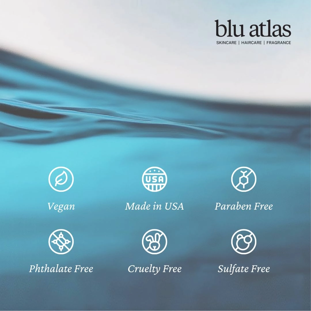 Blu Atlas Men's Natural Shampoo – Organic, Sulfate-Free, Paraben-Free – Deep Cleansing & Hydrating – Santal Cedar Scent – Made in America – 8 oz