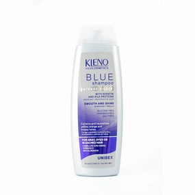 Blue Silver Intense Shampoo - Keratin & Silk Proteins, Toning Treatment, Neutralizes Yellow and Brassy Tones, Adds Shine, Unisex Formula, 11.83 fl oz Bottle