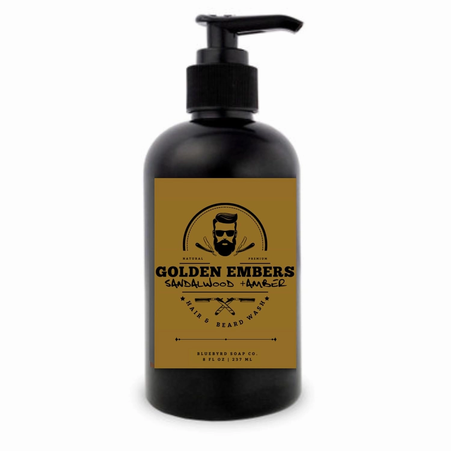 Bluebyrd Soap Co. Cedar   Leather Beard Wash 8oz | Woodlands Scented Cleansing Beard Shampoo & Beard Conditioner for Men, Reduce Frizz, Softens & Manages (Sandalwood)
