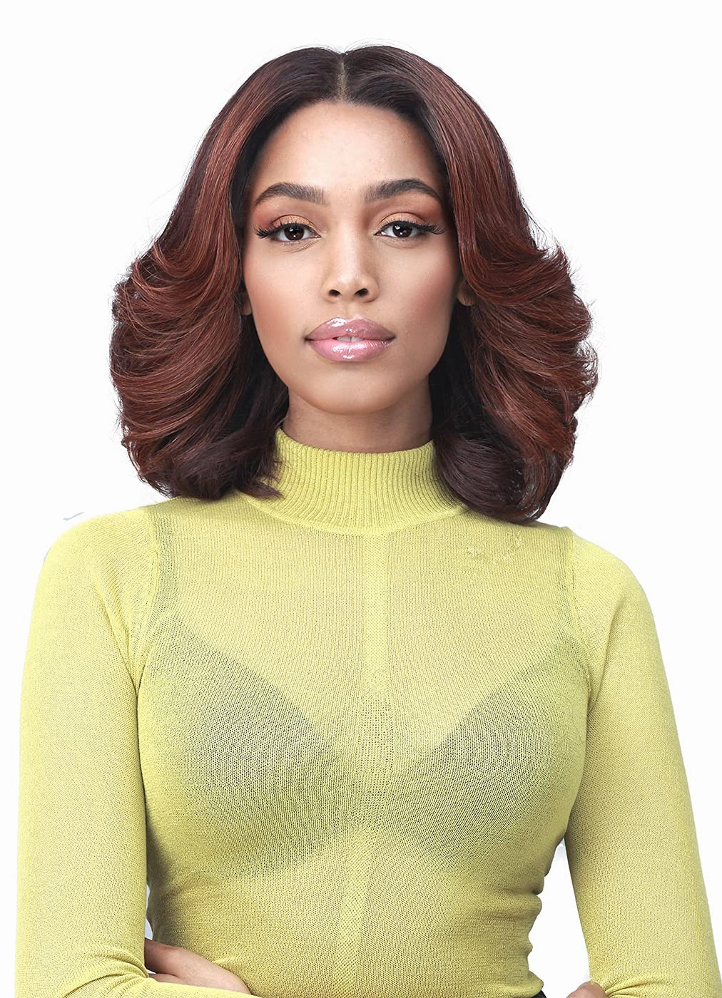 Bobbi Boss 13X7 HD Lace Bob Curly Synthetic Wig - MLF602 NATALIA, Wavy Short Wigs with Baby Hairs, Glueless Lace Free Part Wig with High Heat Resistant Wigs (1, Jet Black)