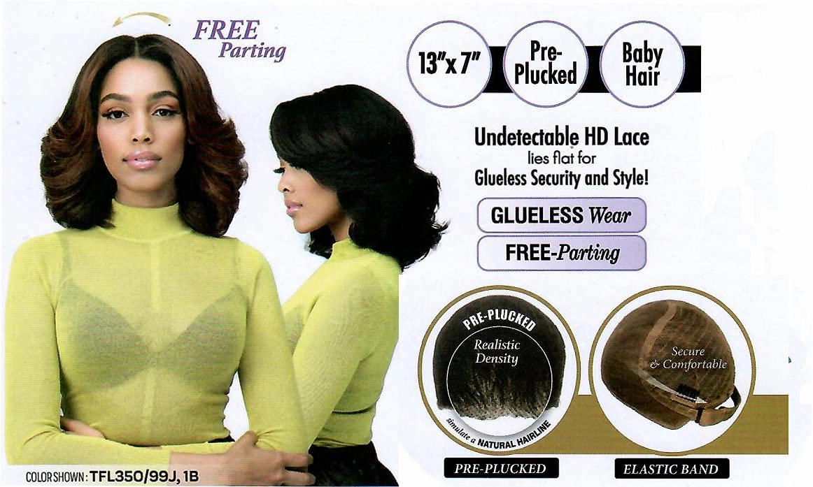 Bobbi Boss 13X7 HD Lace Bob Curly Synthetic Wig - MLF602 NATALIA, Wavy Short Wigs with Baby Hairs, Glueless Lace Free Part Wig with High Heat Resistant Wigs (4, Brown)