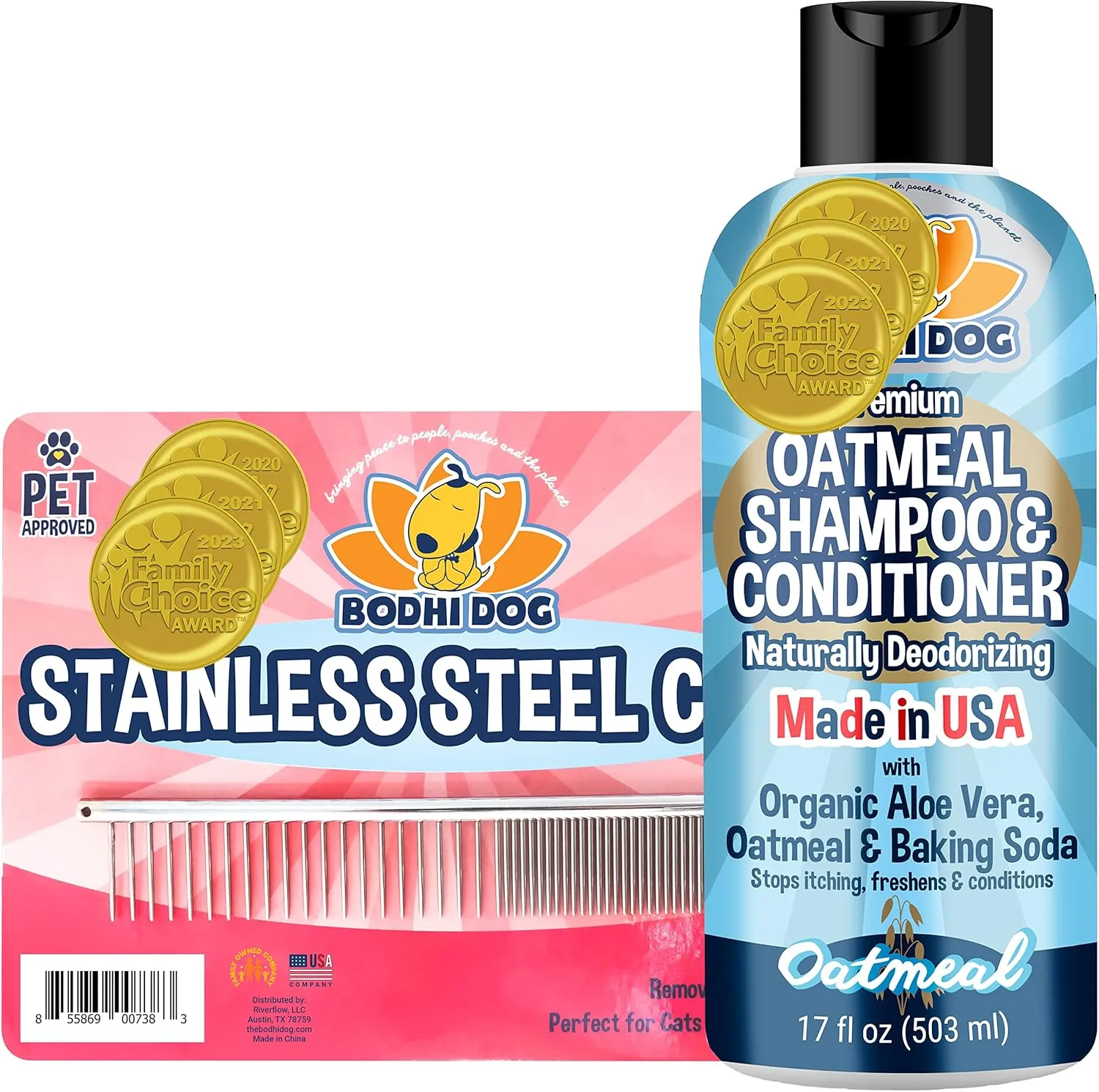 Bodhi Dog Oatmeal Shampoo 17oz   Stainless Steel Comb Bundle