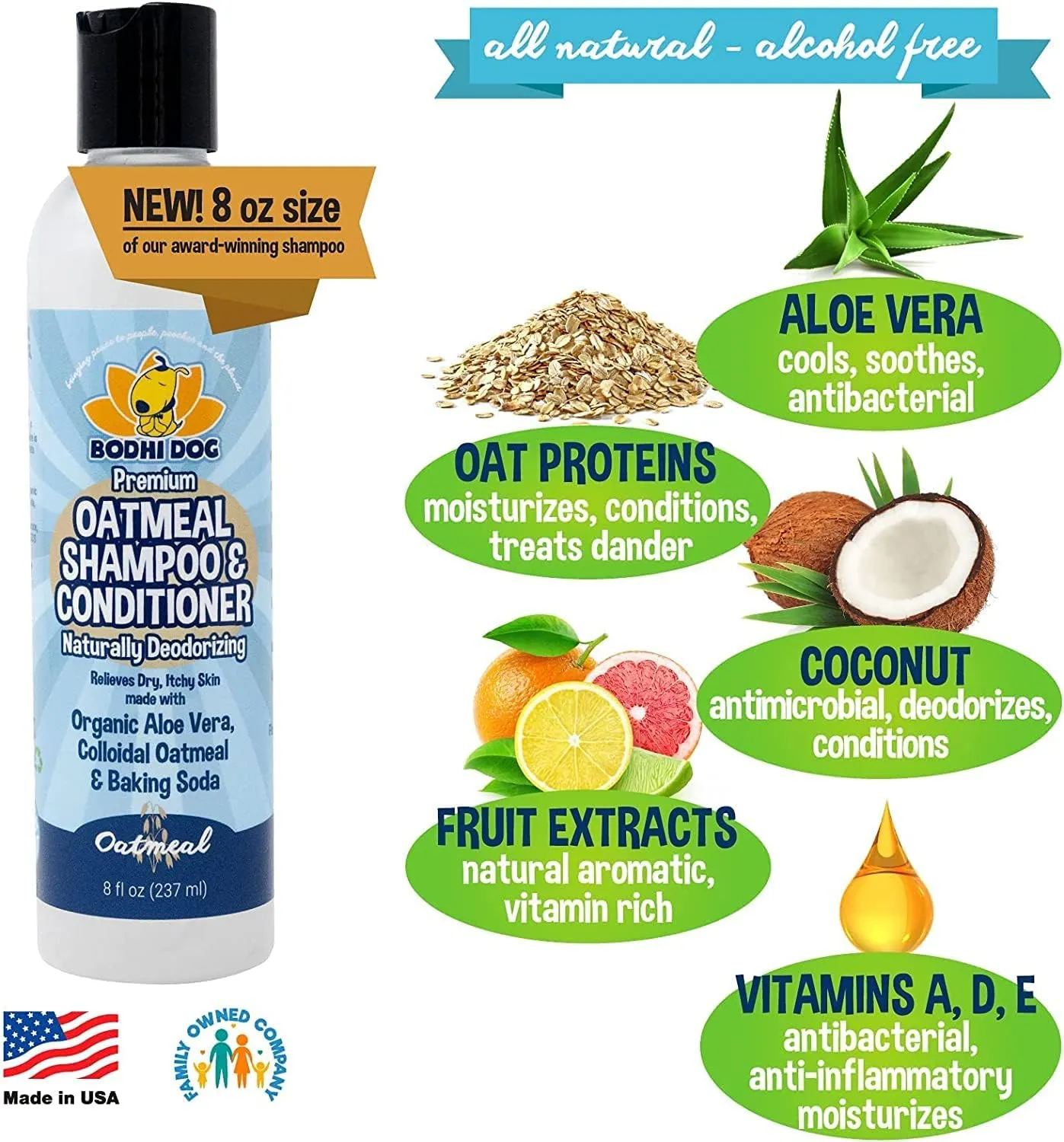 Bodhi Dog Shampoo Brush & Oatmeal Shampoo and Conditioner Bundle - Grooming Essentials for Pets, Short Hair Scrubber, Soothes and Moisturizes Dry, Itchy Skin - Hydrates & Nourishes