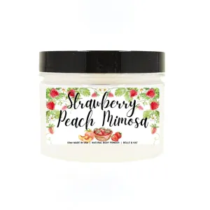Body Dusting Powder - Scented Strawberry Peach Mimosa - 8oz Container with Lid and Puff Applicator