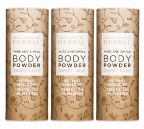 Body Powder for Women, Cornstarch and Talc Free Powder, Bath and Dusting Powder, Amber Oil, Frankincense Essential Oil, Ylang-Ylang, Vanilla, Warm Scent, Ora's Amazing Herbal, Sweet Love 2.5 oz 3 pack