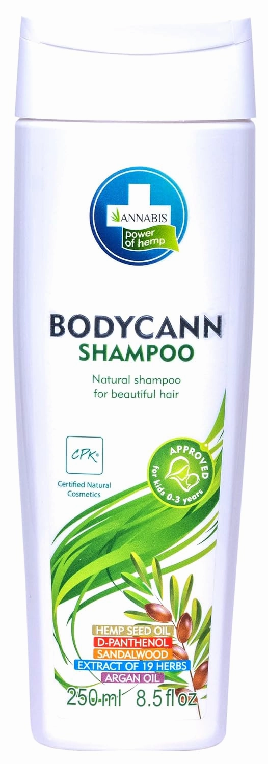 BODYCANN All-Natural Vegan Shampoo with Organic Hemp - Gentle Hair Cleanser - Recommended Care for Sensitive, Dry, Eczematous, and Psoriasis Skin