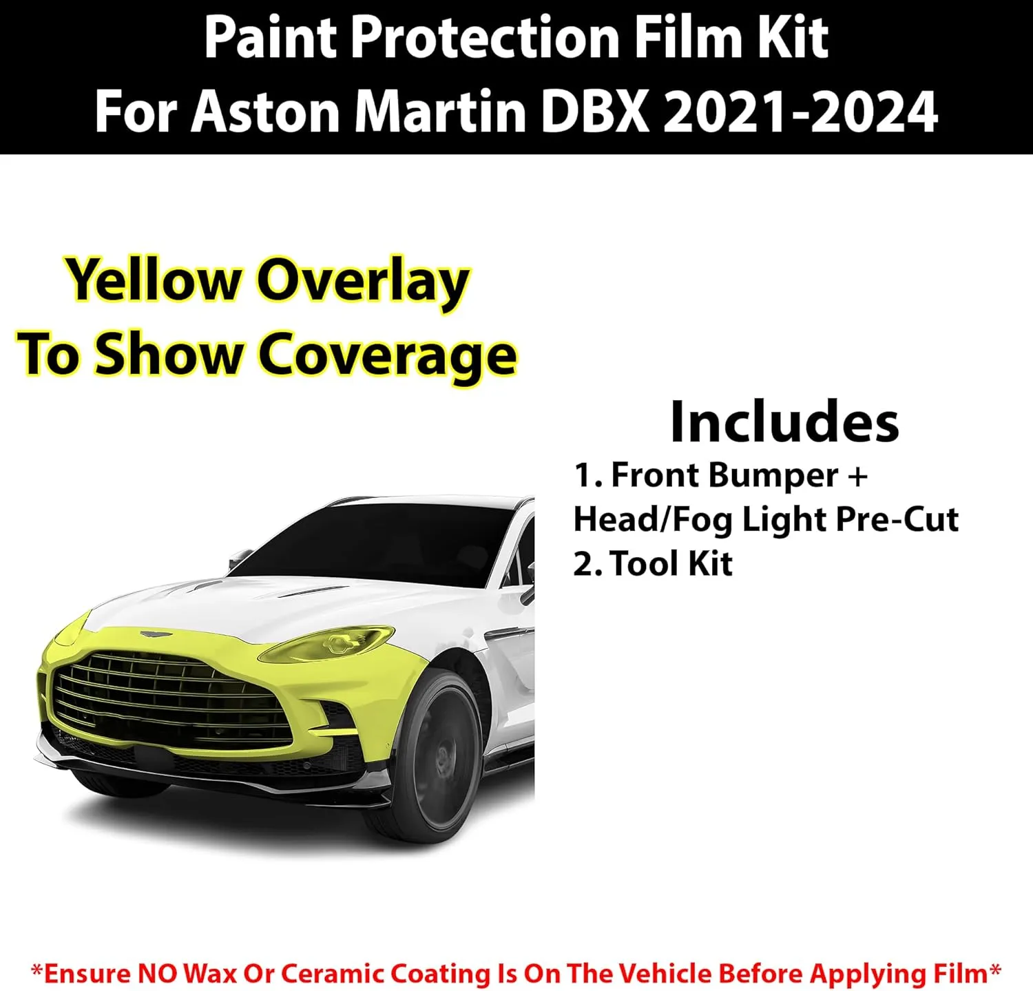 BOGAR TECH DESIGNS for Aston Martin DBX 2021  Front Bumper Paint Protection PPF Film Kit Cover, Clear Bra