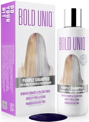 Bold Uniq Purple Shampoo - Remove Yellow Tones & Condition Damaged Hair - For Blonde, Silver or Grey Hair - Paraben & Sulfate Free, Vegan - 8 fl oz