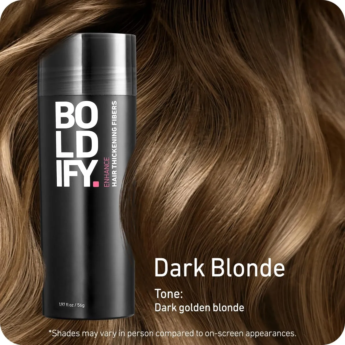 BOLDIFY Hair Fibers (56g) - Fill In Thinning and Fine Hair for an Instantly Fuller, Thicker Look - 14 Shades for Women & Men - Dark Blonde