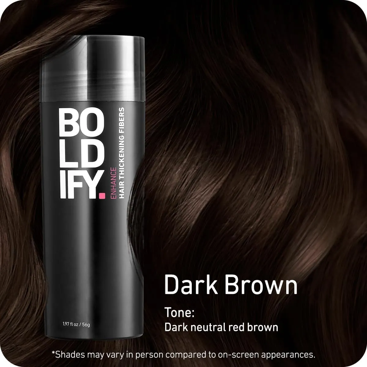 BOLDIFY Hair Fibers (56g) - Fill In Thinning and Fine Hair for an Instantly Fuller, Thicker Look - 14 Shades for Women & Men - Dark Brown