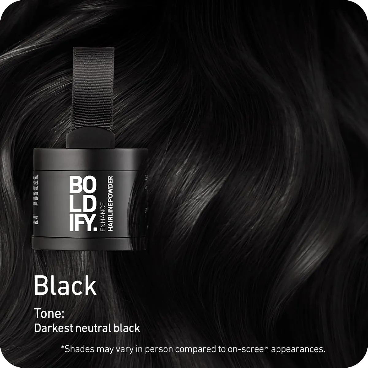 BOLDIFY Hairline Powder - Root Touch Up Hair Color for Gray Coverage - Bald Spot Concealing Hair Powder for Women & Men - 48-Hour Stain-Proof - Black
