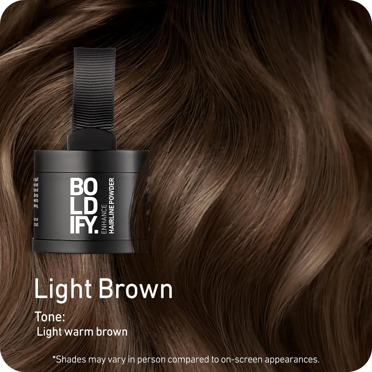 BOLDIFY Hairline Powder - Root Touch Up Hair Color for Gray Coverage - Bald Spot Concealing Hair Powder for Women & Men - 48-Hour Stain-Proof - Light Brown