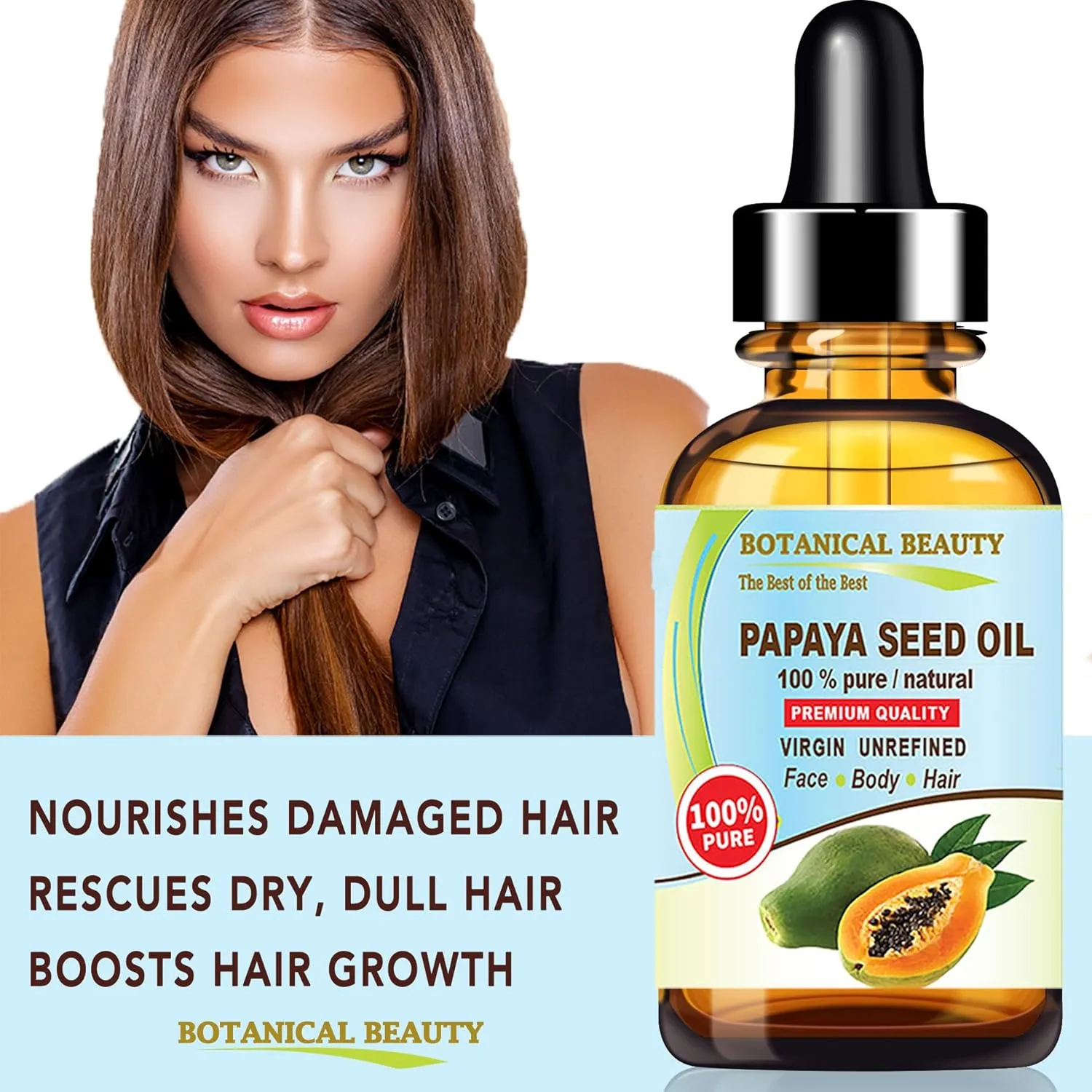 Botanical Beauty PAPAYA SEED OIL WILD GROWTH 100% Pure Natural Virgin Unrefined Undiluted Cold Pressed Carrier Oil for Face, Skin, Hair, Lip, Nails 1 Fl. oz. - 30 ml