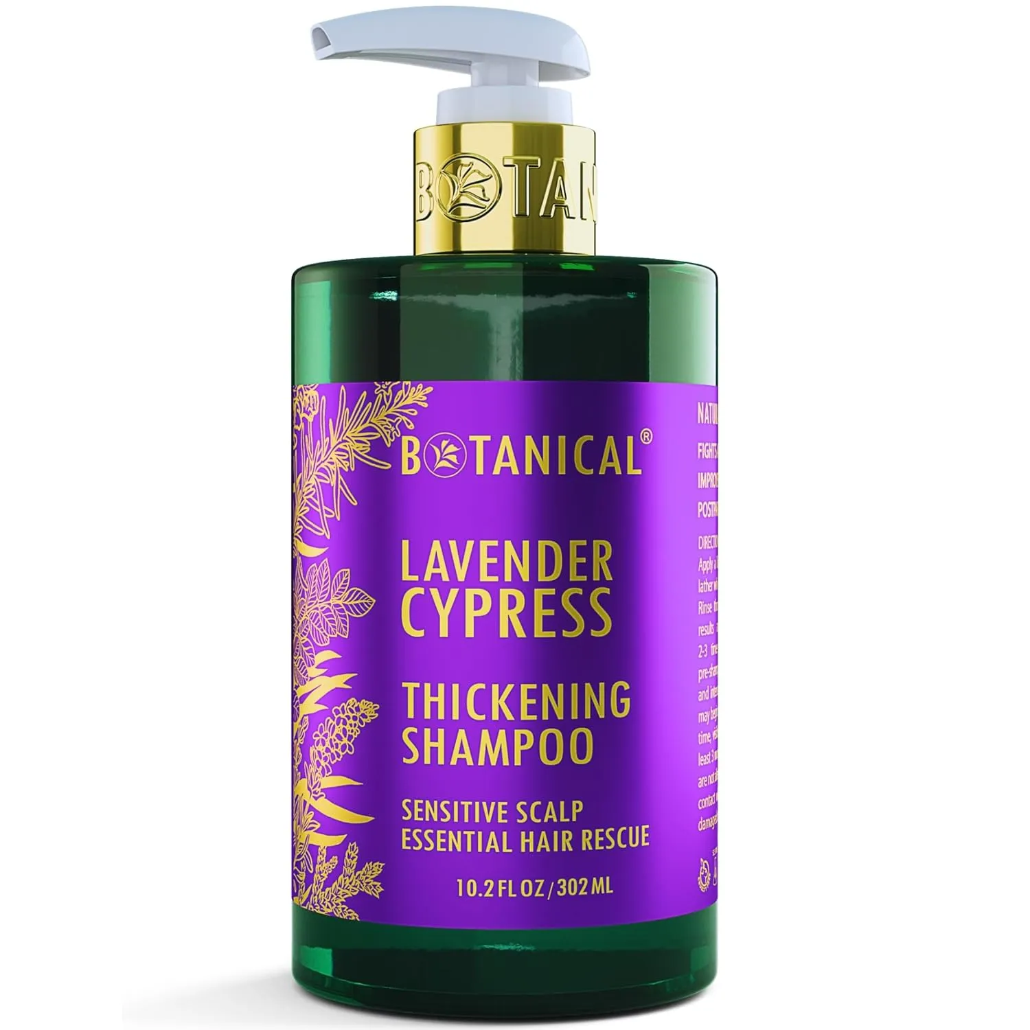 Botanical Hair Growth Lavender Shampoo with Saw Palmetto for Hair Loss and Hair Thinning Prevention Scalp Stimulating Natural Thickening Shampoo Regrowth Products For Women & Men 10.2 Fl Oz