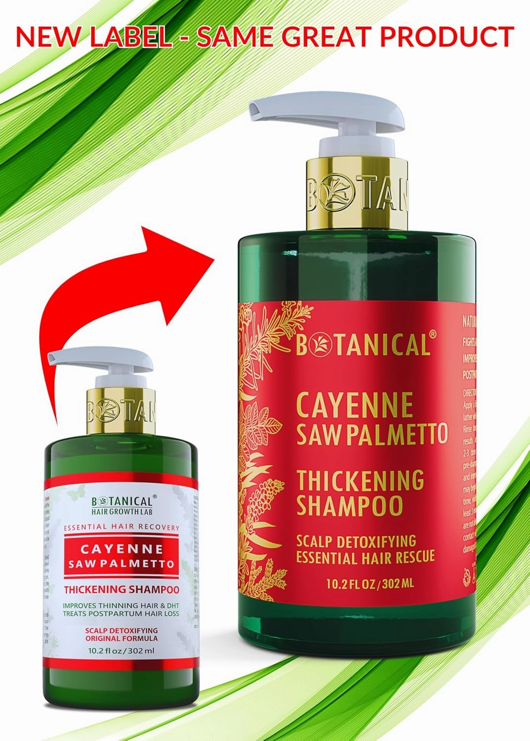 Botanical Hair Growth Shampoo Cayenne Saw Palmetto Hair Thickening Anti-Thinning Scalp Stimulating Natural Anti-Hair Loss Therapy For Women & Men 10.2 Fl Oz