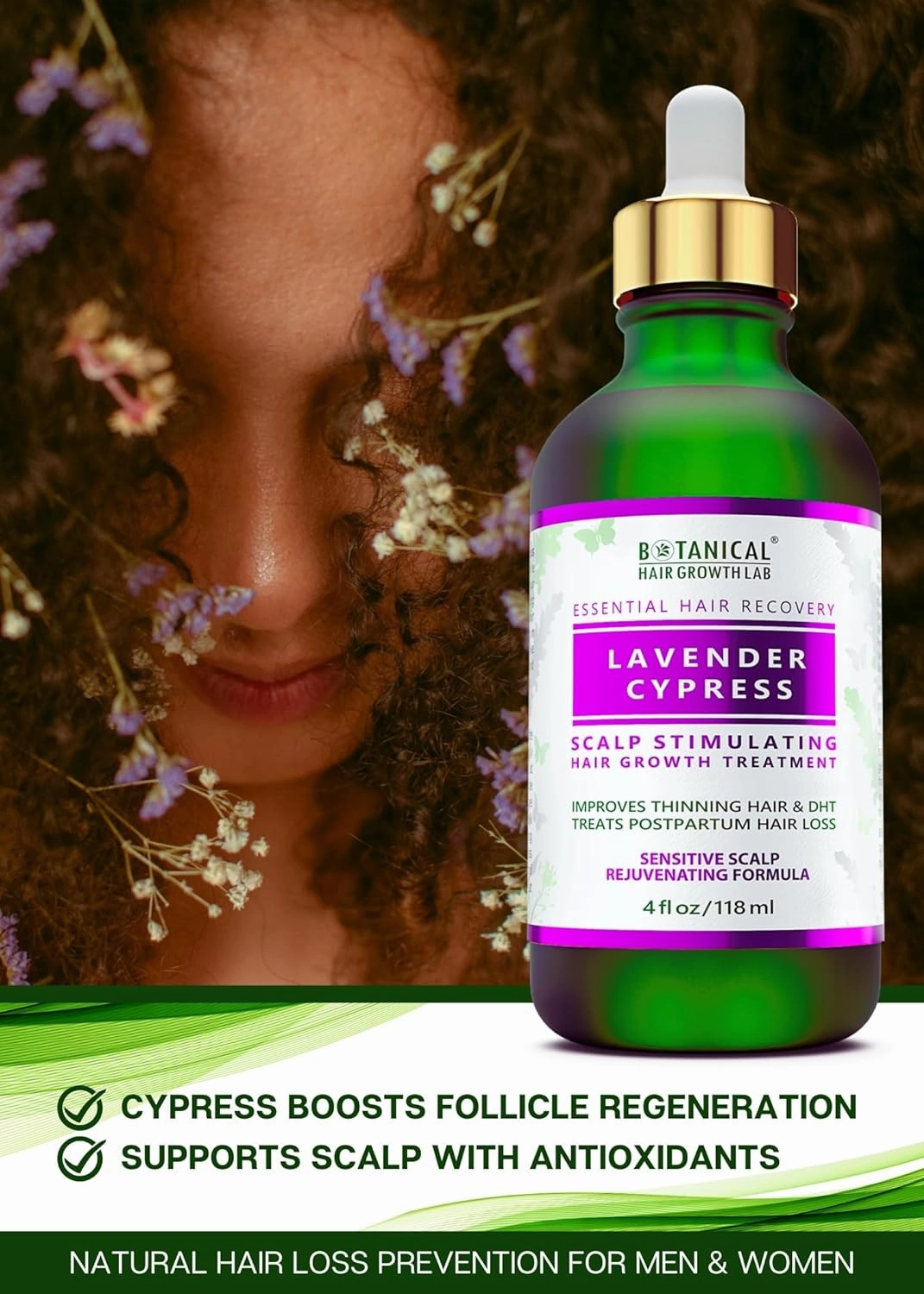 Botanical Hair Growth Treatment Rejuvenating Lavender Oil For Hair Loss With Biotin Scalp Stimulating Anti-Thinning Pre-Shampoo Thickening Hair Growth Oil For Women & Men 4 Fl Oz