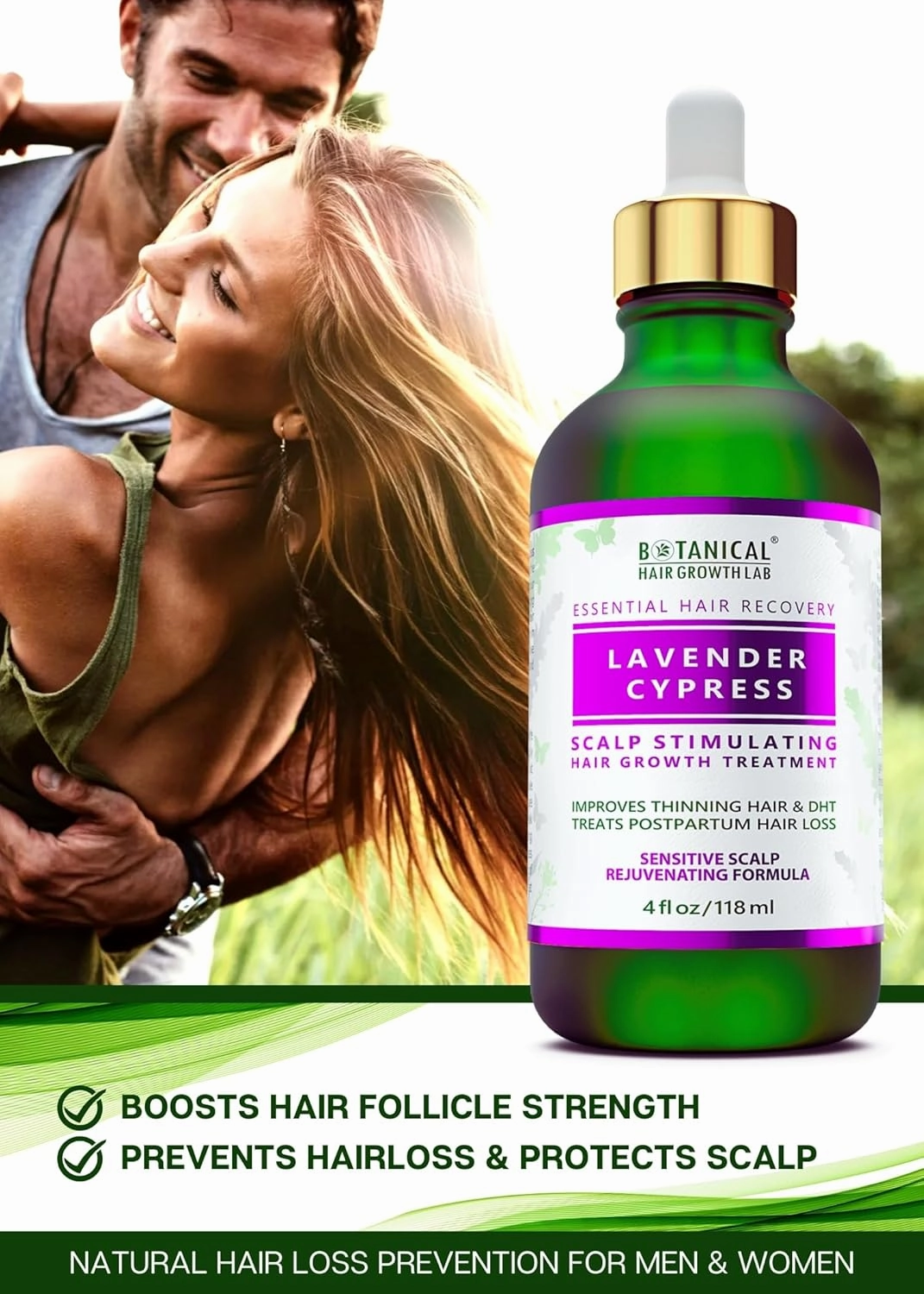 Botanical Hair Growth Treatment Rejuvenating Lavender Oil For Hair Loss With Biotin Scalp Stimulating Anti-Thinning Pre-Shampoo Thickening Hair Growth Oil For Women & Men 4 Fl Oz