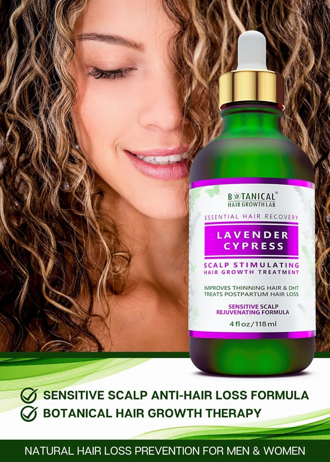 Botanical Hair Growth Treatment Rejuvenating Lavender Oil For Hair Loss With Biotin Scalp Stimulating Anti-Thinning Pre-Shampoo Thickening Hair Growth Oil For Women & Men 4 Fl Oz