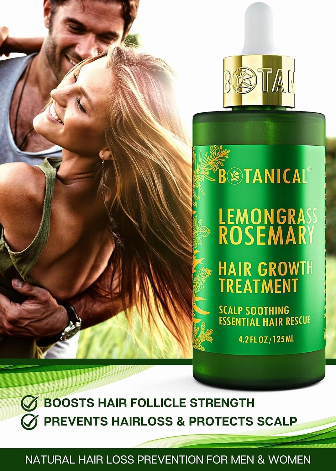 Botanical Hair Growth Treatment, Thickening Shampoo and Anti-Thinning Conditioner “Scalp Soothing” Lemongrass Rosemary Shampoo for Hair Loss, Thickening Products For Women & Men