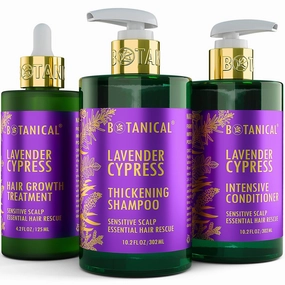 Botanical Hair Growth Treatment, Thickening Shampoo and Anti-Thinning Conditioner “Sensitive Scalp” Lavender Shampoo for Hair Loss, Thickening Products For Women & Men