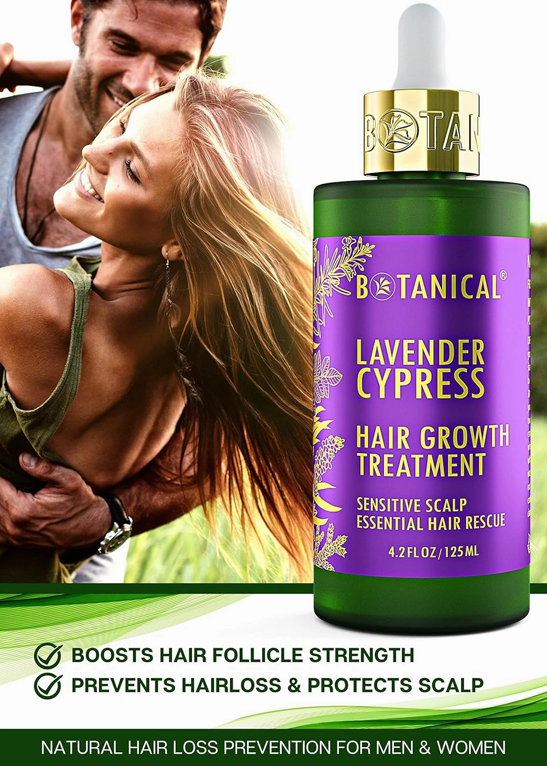 Botanical Hair Growth Treatment, Thickening Shampoo and Anti-Thinning Conditioner “Sensitive Scalp” Lavender Shampoo for Hair Loss, Thickening Products For Women & Men