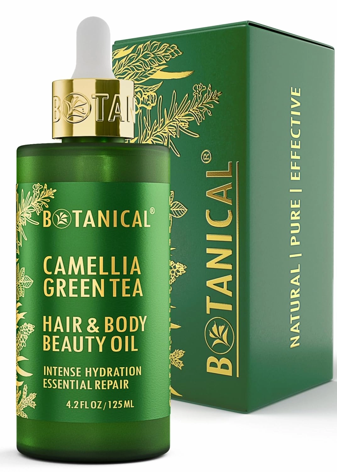 Botanical Nourishing Oil for Body & Hair | Camellia & Green Tea | Organic, Pure, Natural Skincare (4.2 fl oz | 125 ml)