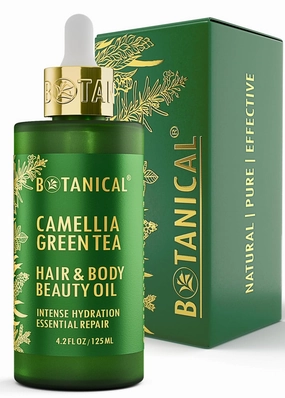 Botanical Nourishing Oil for Body & Hair | Camellia & Green Tea | Organic, Pure, Natural Skincare (4.2 fl oz | 125 ml)