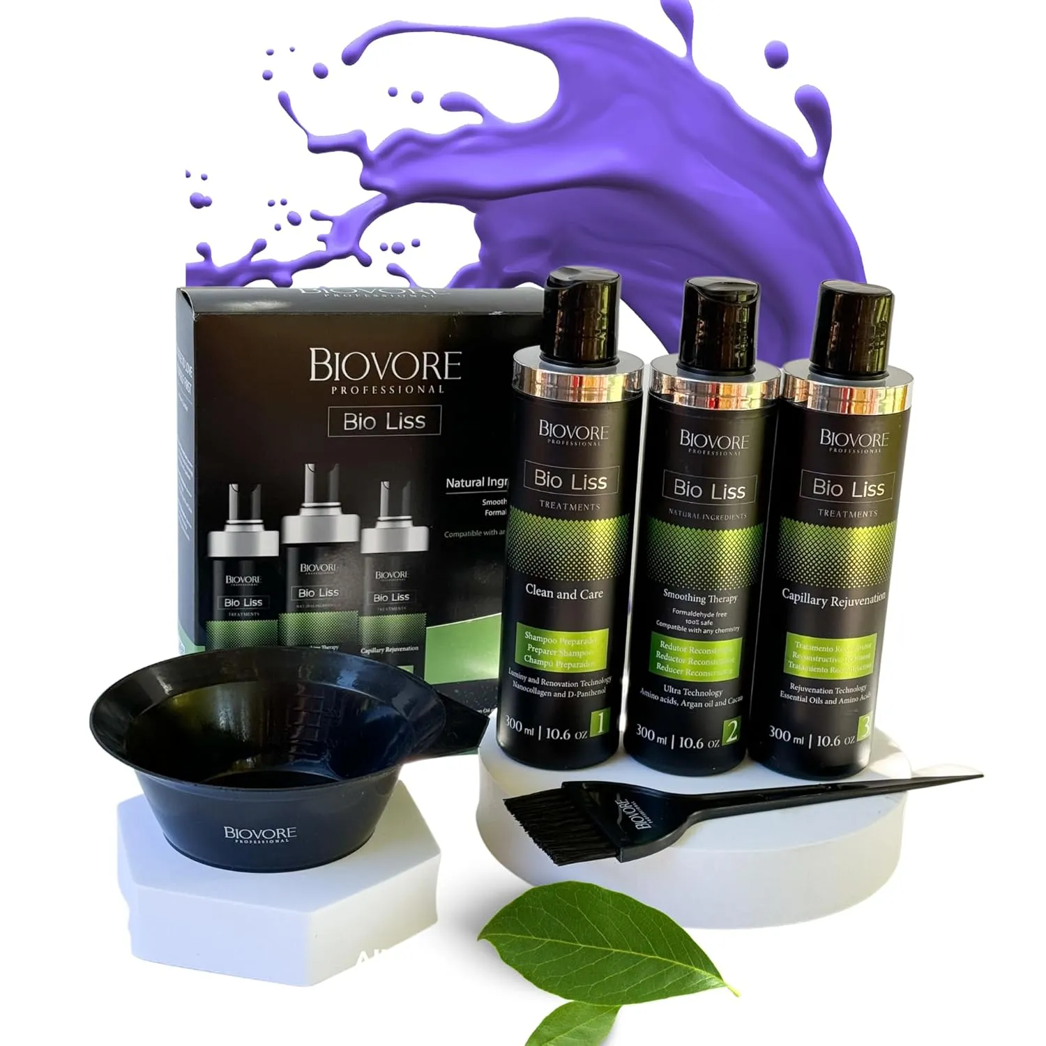 Brazilian Keratin Treatment Blowout Complex - BIOVORE PROFESSIONAL BIOLISS 10.6 oz - 300 ml - Organic formaldehyde Free Keratin Hair Treatment at Home - Queratina Brasileña Keratina Sin Formol