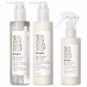 Briogeo Be Gentle, Be Kind Trio, Includes 8oz Soothing Shampoo   Conditioner, 6oz Ultra-Soothing Detangling Spray, Hypoallergenic and Fragrance-Free, Featuring Aloe   Oat, Vegan, Cruelty-Free