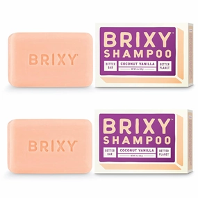 BRIXY Shampoo Bar for Balance & Hydration, Vegan & Plastic Free, All Hair Types, pH Balanced & Safe for Color Treated Hair (2 Count, 4 oz) - Coconut Vanilla