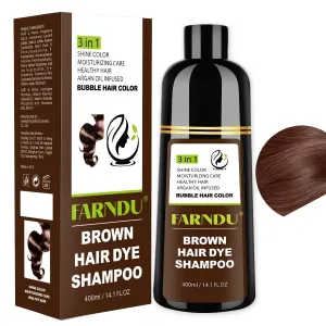 Brown Hair Dye Shampoo for Women Men, 100% Gray Hair Coverage, Natural Herbal Ingredients