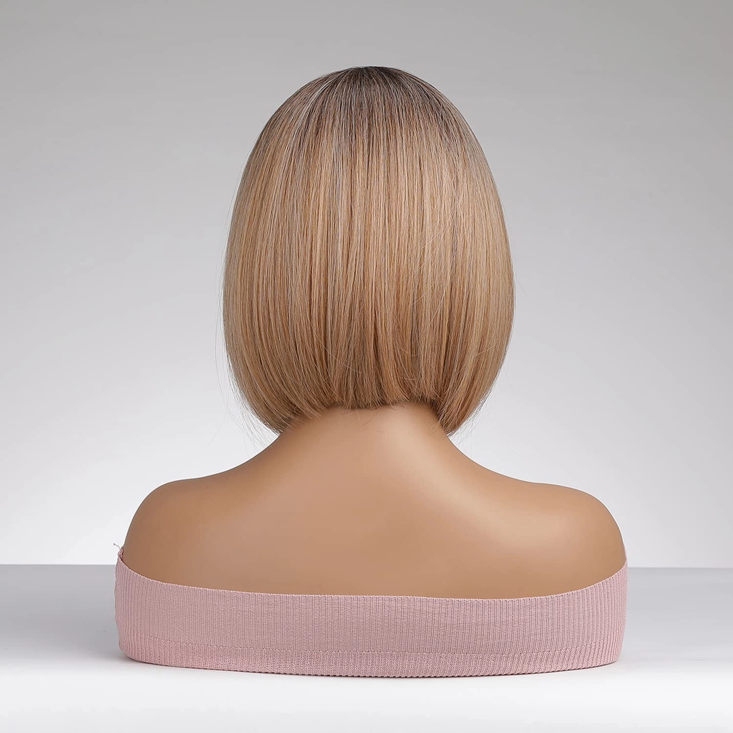 Brown Blonde Short Wig Straight Bob Hair Wigs for Women Girls Ombre Synthetic Heat Resistant Costume Daily Wig with Wig Cap