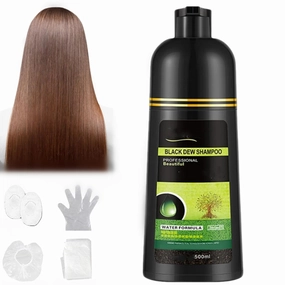 Brown Dew Shampoo, Hair Dye, 3-In-1 Black Hair Dye Shampoo, Herbal Hair Dye Shampoo, Black Dew Shampoo, Clean Care Dye 3 In 1 Hair Dye, Natural Plant Extract Herbal Shampoo (Brown)