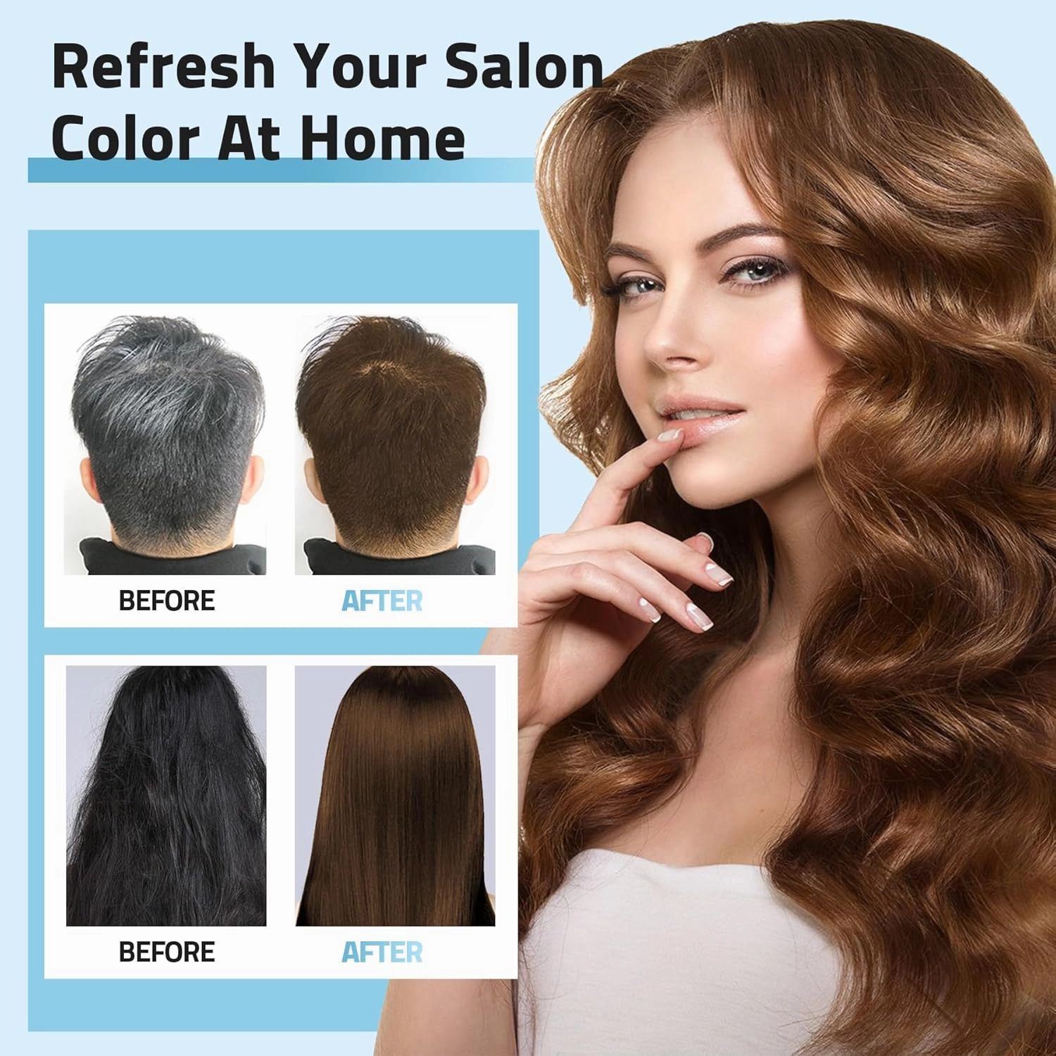 Brown Hair Dye Shampoo 3 in 1 for Women & Men, Hair Color Shampoo Refresh Hair Only 20 Mins - Natural Plant - Champu Para Pintar el Pelo
