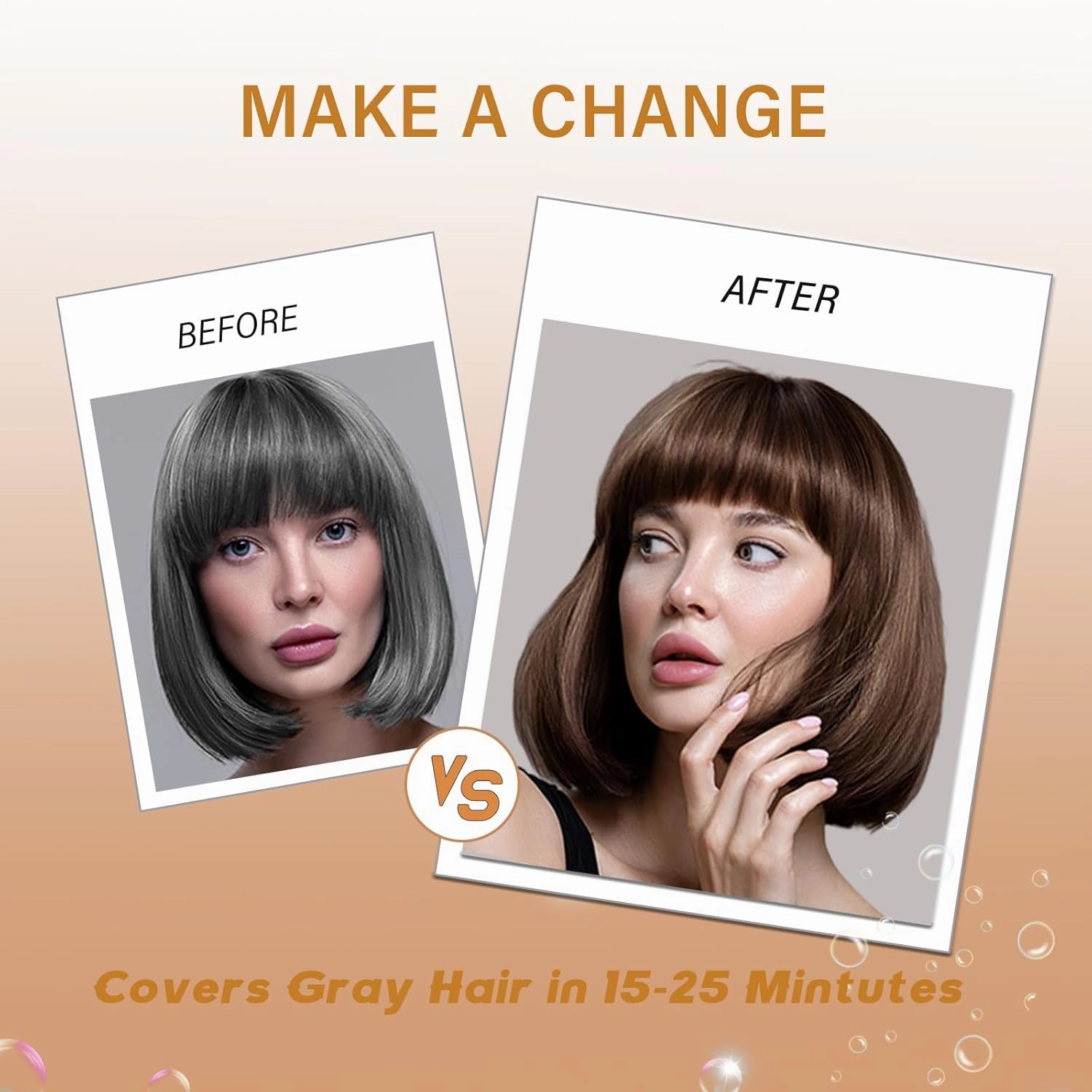 Brown Hair Dye Shampoo for Gray Coverage, Instant Hair Color Shampoo, Long Lasting Brown Hair Shampoo, Champu Para Canas, Gentle & Fast, Easy to Use, 16.90 Fl Oz