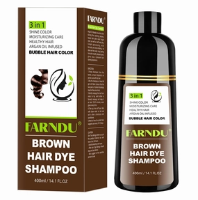 Brown Hair Dye Shampoo for Women Men, Gray Hair Coverage within 15 Mins, Natural Argan Oil 3 in 1 Hair Color Shampoo
