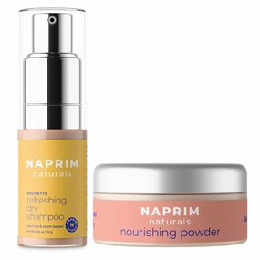 Brunette Dry Shampoo & Nourishing Skin Powder Bundle – Talc-Free Dry Shampoo   Healing Skin Powder for Sensitive Skin