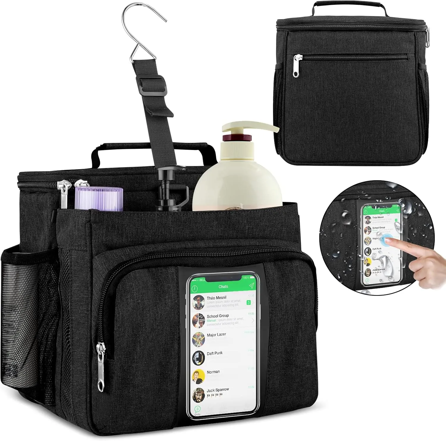 Bukere Portable Shower Caddy, Shower Caddy Tote Bag for College Dorm Travel, Hanging Toiletry Bath Bag for Student, Gym, Camp
