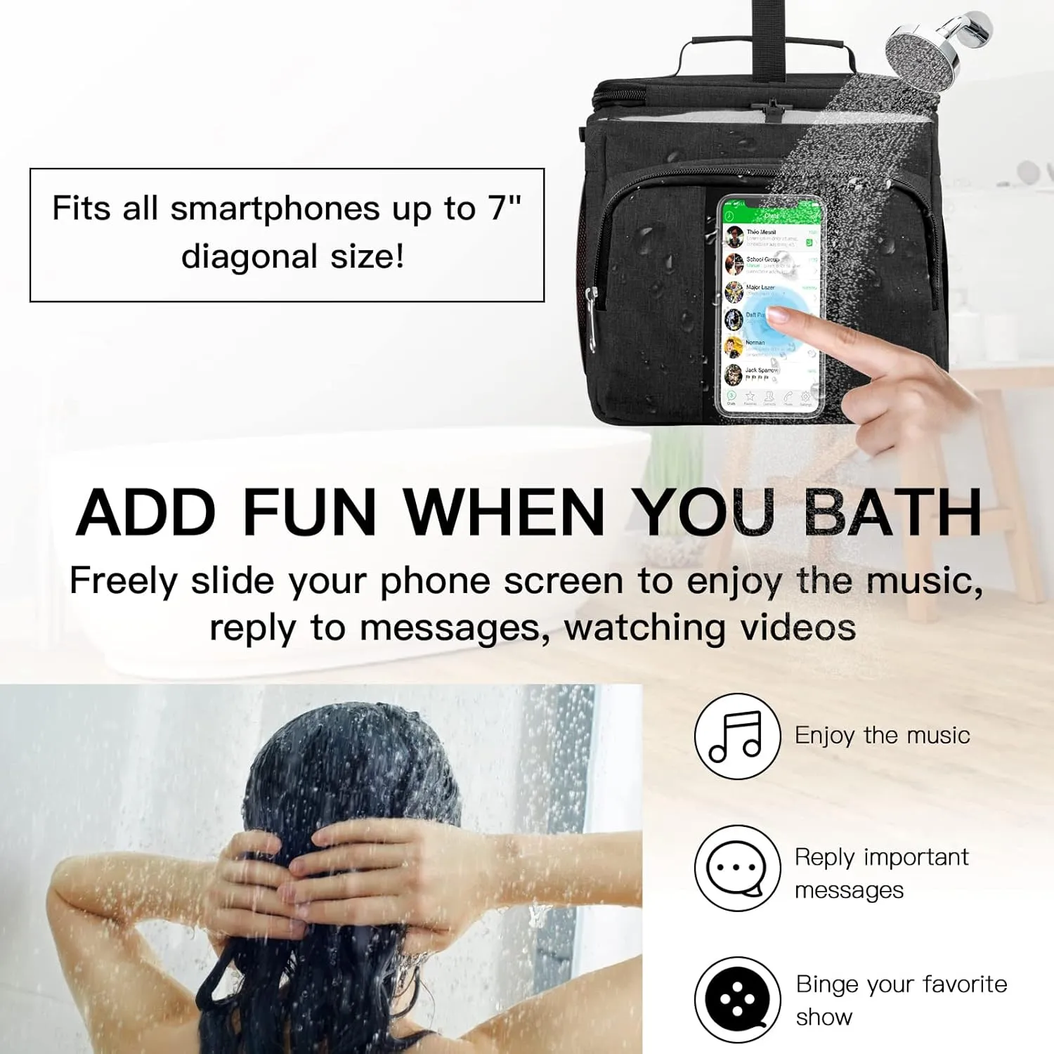 Bukere Portable Shower Caddy, Shower Caddy Tote Bag for College Dorm Travel, Hanging Toiletry Bath Bag for Student, Gym, Camp
