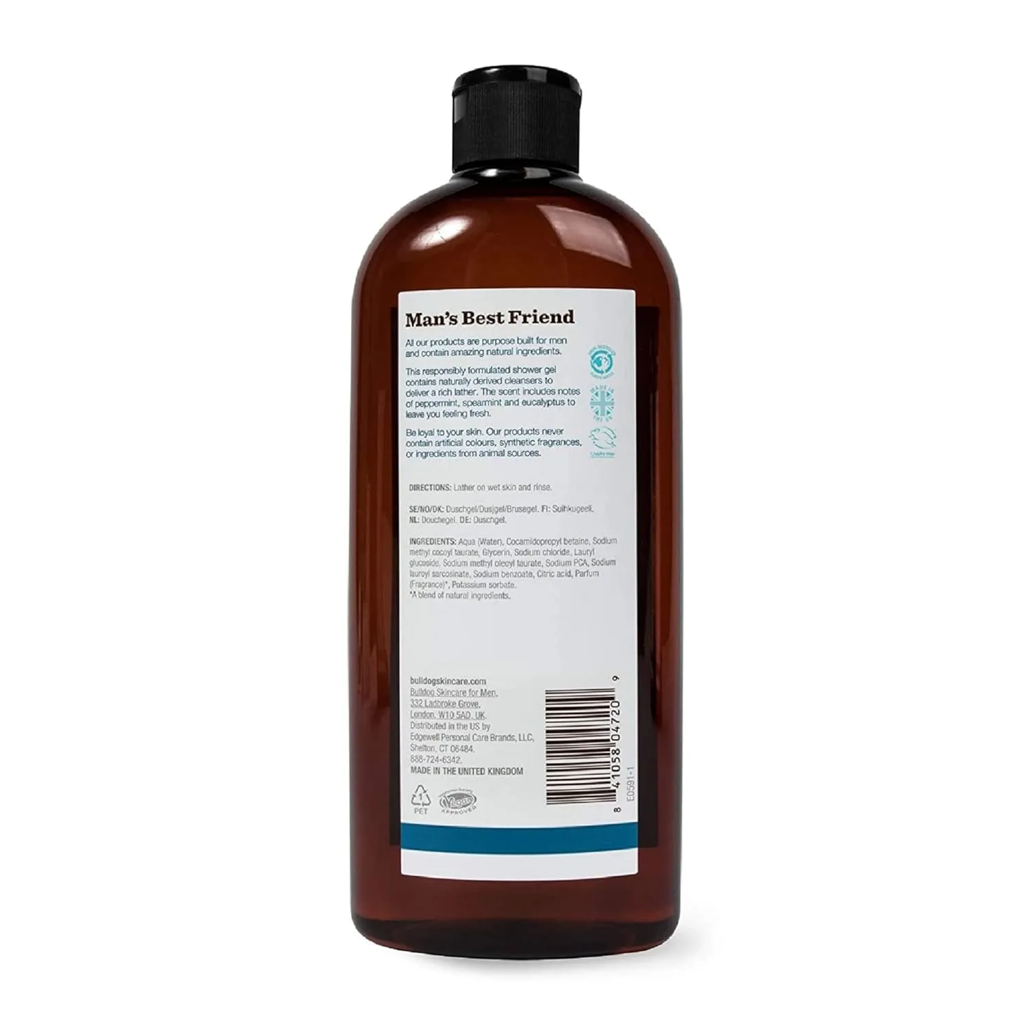 BULLDOG Mens Skincare and Grooming Body Wash, Peppermint and Eucalyptus, 16.9 Fluid Ounce