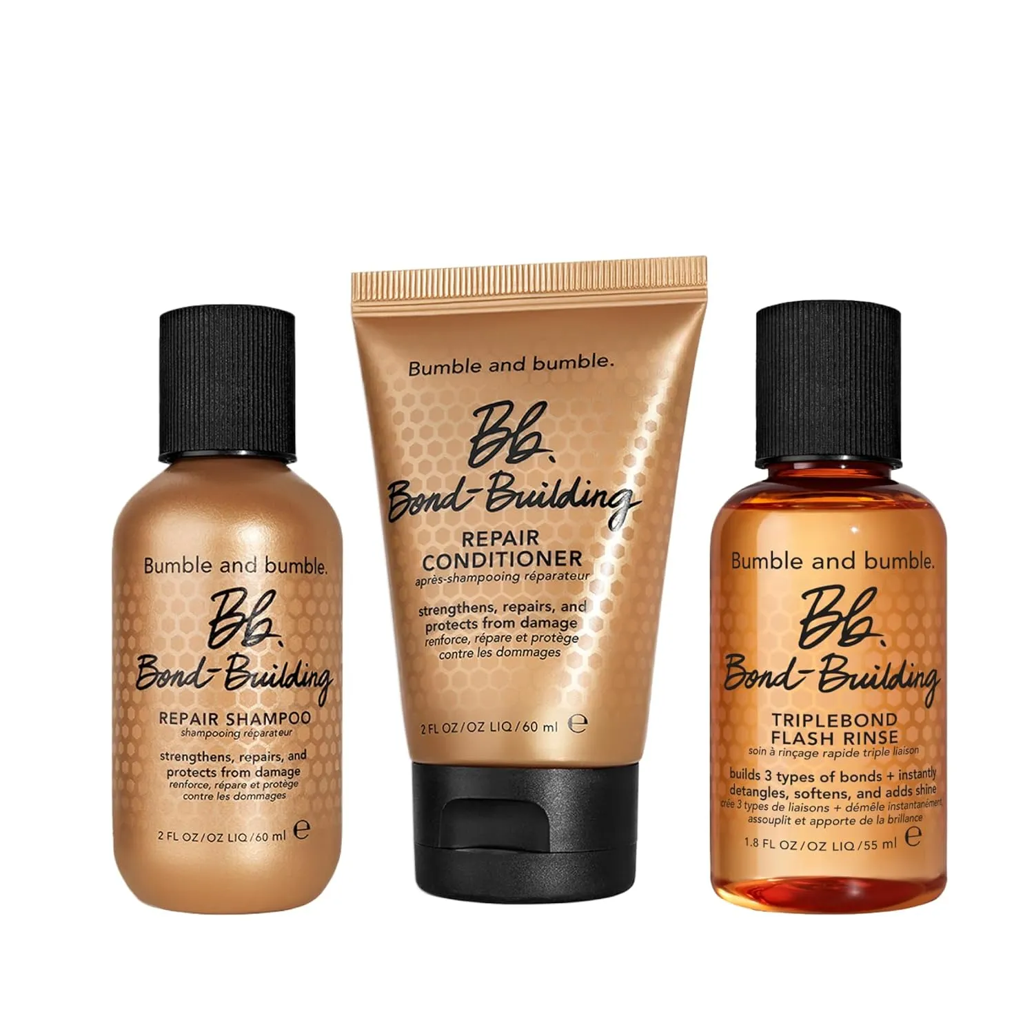 Bumble and bumble. Bond-Building Hair Repair Shampoo, Conditioner   TripleBond Flash Rinse Set | For Damaged Hair | Anti Frizz   Adds Shine | Curly, Wavy, Straight