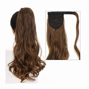 Bun Hair Pieces for Women 22" Long Wavy Ponytail Lengthening Synthetic Curly Wraparound Ponytail Hair Extension Hair Clip Women Wig Curly Bun Messy Bun Hair Piece(07)