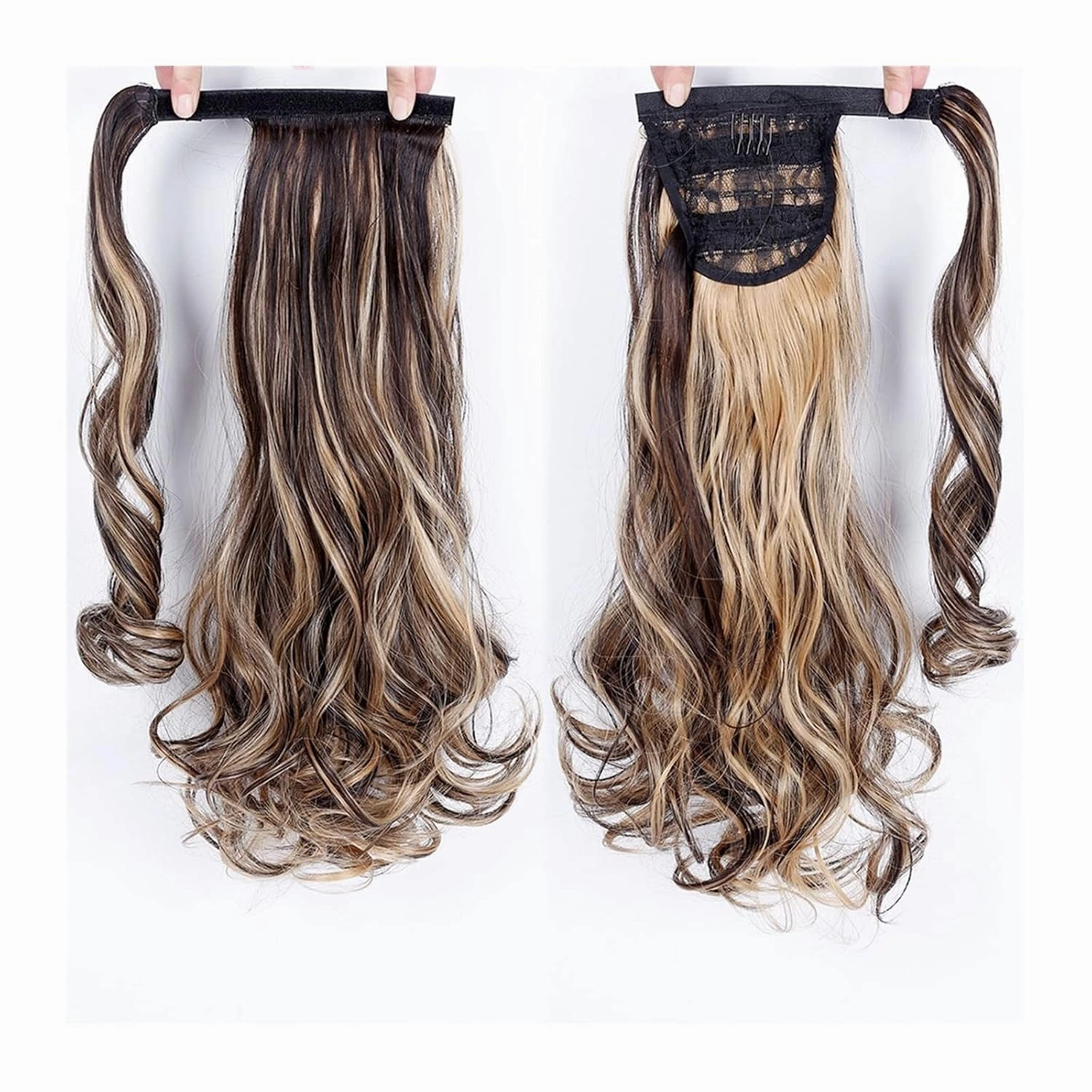 Bun Hair Pieces for Women 22" Long Wavy Ponytail Lengthening Synthetic Curly Wraparound Ponytail Hair Extension Hair Clip Women Wig Curly Bun Messy Bun Hair Piece(07)