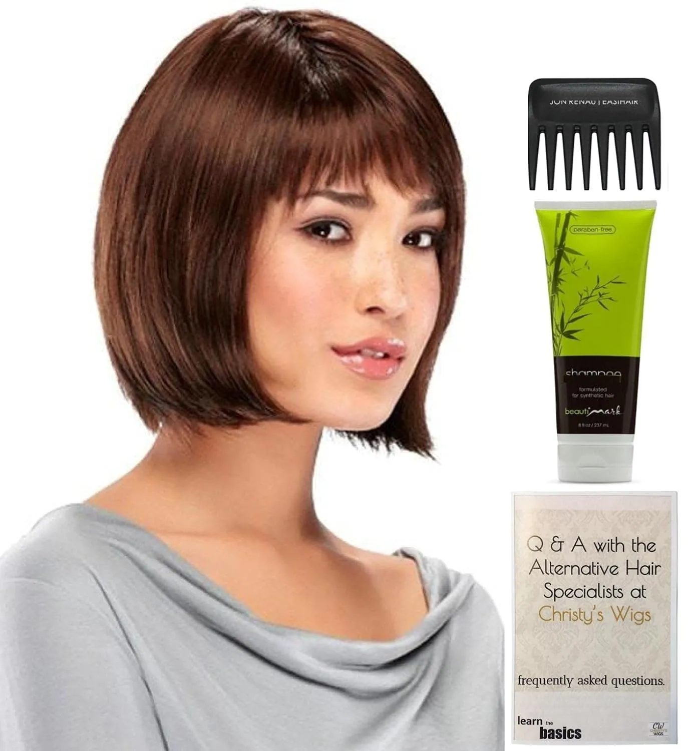 Bundle - 4 items: Blair Wig by Jon Renau, Christy's Wigs Q & A Booklet, BeautiMark Synthetic Shampoo & Wide Tooth Comb - Color: 12/30BT