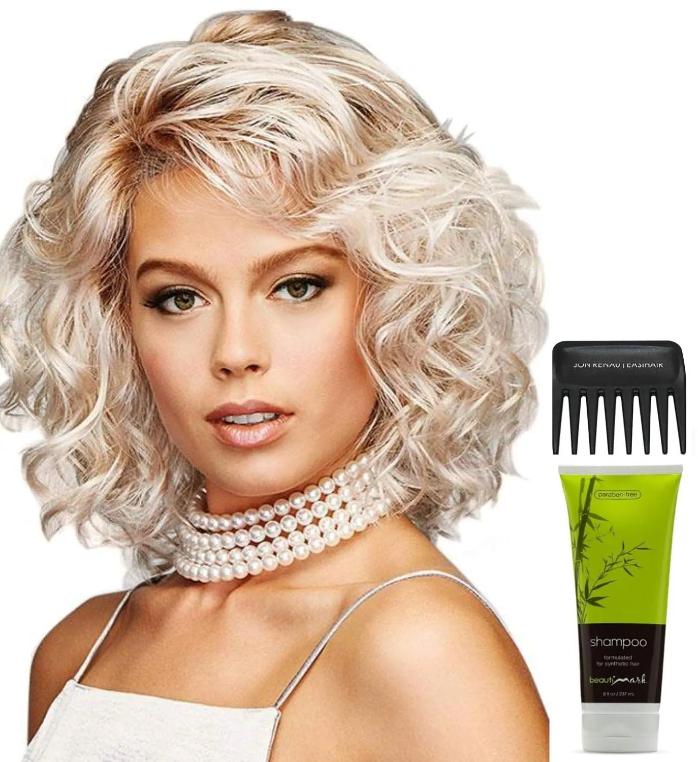 Bundle - 4 items: Curl Up Wig by Gabor, Christy's Wigs Q & A Booklet, BeautiMark Synthetic Shampoo & Wide Tooth Comb - Color: GL15-26SS