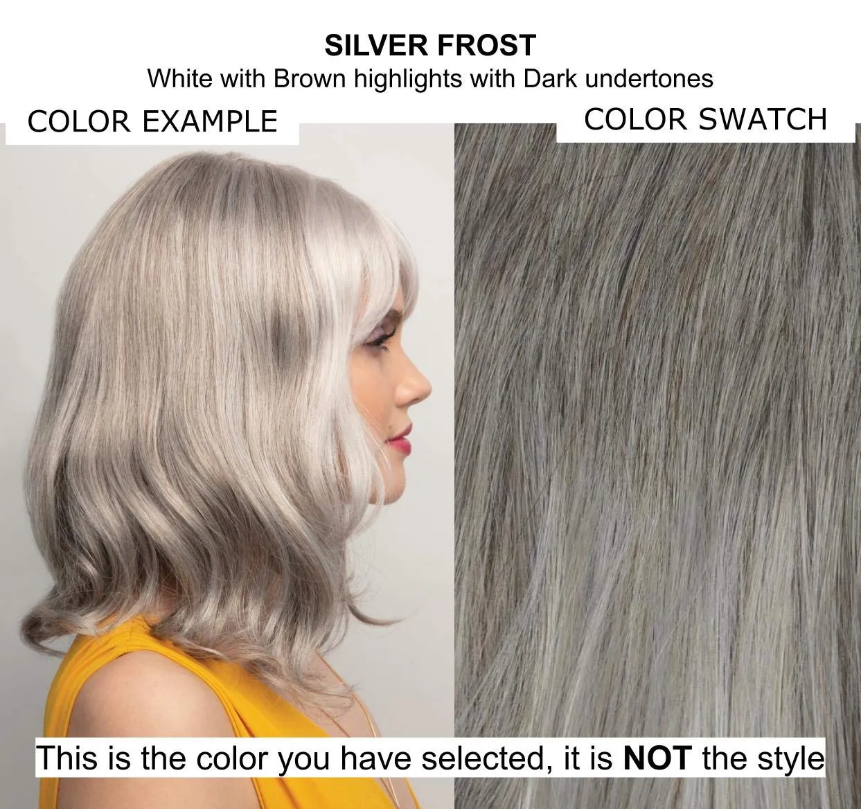 Bundle - 5 items: Ensley Wig by Rene Paris, Christy's Wigs Q & A Booklet, 2oz Travel Size Wig Shampoo, Wig Cap & Wide Tooth Comb - Color: Silver Frost